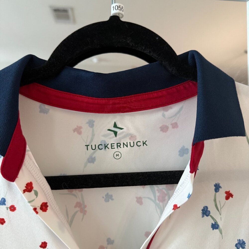 Tuckernuck Athletic Floral Blouse Size Medium Color White Red Blue - Picture 2 of 5